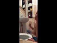 [ Shit Video ] Teen blonde fishes for fresh crap on the toilet bowl